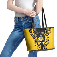 Wellington Custom Rugby New Zealand Leather Tote Bag Aotearoa Maori Pukana Tiki Mascot