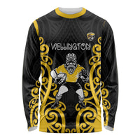 Wellington Custom Rugby New Zealand Long Sleeve Shirt Aotearoa Maori Pukana Tiki Mascot