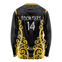 Wellington Custom Rugby New Zealand Long Sleeve Shirt Aotearoa Maori Pukana Tiki Mascot
