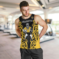 Wellington Custom Rugby New Zealand Men Tank Top Aotearoa Maori Pukana Tiki Mascot