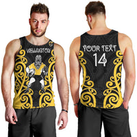 Wellington Custom Rugby New Zealand Men Tank Top Aotearoa Maori Pukana Tiki Mascot