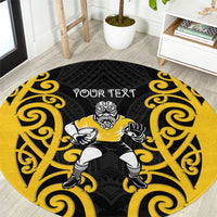 Wellington Custom Rugby New Zealand Round Carpet Aotearoa Maori Pukana Tiki Mascot