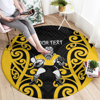 Wellington Custom Rugby New Zealand Round Carpet Aotearoa Maori Pukana Tiki Mascot
