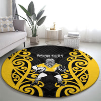 Wellington Custom Rugby New Zealand Round Carpet Aotearoa Maori Pukana Tiki Mascot