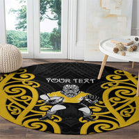 Wellington Custom Rugby New Zealand Round Carpet Aotearoa Maori Pukana Tiki Mascot