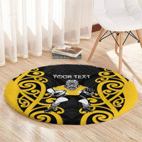 Wellington Custom Rugby New Zealand Round Carpet Aotearoa Maori Pukana Tiki Mascot