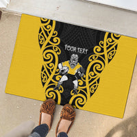 Wellington Custom Rugby New Zealand Rubber Doormat Aotearoa Maori Pukana Tiki Mascot