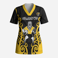 Wellington Custom Rugby New Zealand Scrub Top Aotearoa Maori Pukana Tiki Mascot