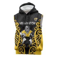 Wellington Custom Rugby New Zealand Sleeveless Hoodie Aotearoa Maori Pukana Tiki Mascot