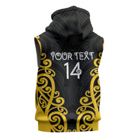 Wellington Custom Rugby New Zealand Sleeveless Hoodie Aotearoa Maori Pukana Tiki Mascot