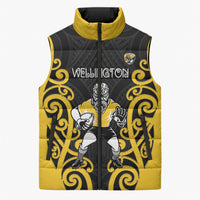 Wellington Custom Rugby New Zealand Sleeveless Puffer Jacket Aotearoa Maori Pukana Tiki Mascot