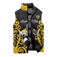 Wellington Custom Rugby New Zealand Sleeveless Puffer Jacket Aotearoa Maori Pukana Tiki Mascot