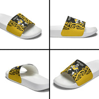 Wellington Custom Rugby New Zealand Slide Sandals Aotearoa Maori Pukana Tiki Mascot