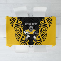 Wellington Custom Rugby New Zealand Tablecloth Aotearoa Maori Pukana Tiki Mascot