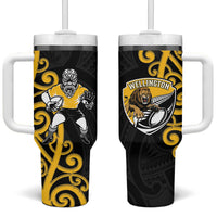 Wellington Custom Rugby New Zealand Tumbler With Handle Aotearoa Maori Pukana Tiki Mascot