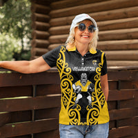Wellington Custom Rugby New Zealand Women Polo Shirt Aotearoa Maori Pukana Tiki Mascot