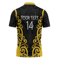 Wellington Custom Rugby New Zealand Zipper Polo Shirt Aotearoa Maori Pukana Tiki Mascot