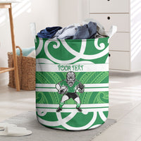 Manawatu Custom Rugby New Zealand Laundry Basket Aotearoa Maori Pukana Tiki Mascot