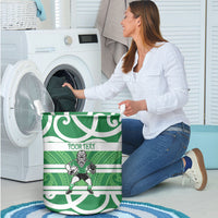 Manawatu Custom Rugby New Zealand Laundry Basket Aotearoa Maori Pukana Tiki Mascot