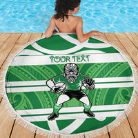 Manawatu Custom Rugby New Zealand Beach Blanket Aotearoa Maori Pukana Tiki Mascot