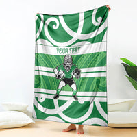 Manawatu Custom Rugby New Zealand Blanket Aotearoa Maori Pukana Tiki Mascot