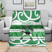 Manawatu Custom Rugby New Zealand Blanket Aotearoa Maori Pukana Tiki Mascot
