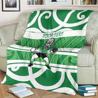 Manawatu Custom Rugby New Zealand Blanket Aotearoa Maori Pukana Tiki Mascot
