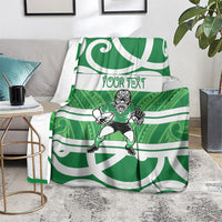Manawatu Custom Rugby New Zealand Blanket Aotearoa Maori Pukana Tiki Mascot