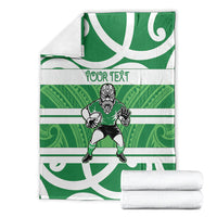 Manawatu Custom Rugby New Zealand Blanket Aotearoa Maori Pukana Tiki Mascot