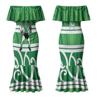 Manawatu Custom Rugby New Zealand Couples Matching Mermaid Dress and Long Sleeve Button Shirt Aotearoa Maori Pukana Tiki Mascot