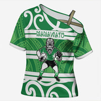 Manawatu Custom Rugby New Zealand Cross Shoulder Shirt Aotearoa Maori Pukana Tiki Mascot
