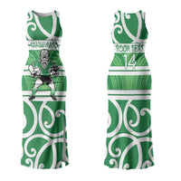Manawatu Custom Rugby New Zealand Family Matching Tank Maxi Dress and Hawaiian Shirt Aotearoa Maori Pukana Tiki Mascot