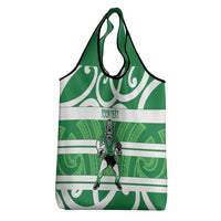 Manawatu Custom Rugby New Zealand Grocery Bag Aotearoa Maori Pukana Tiki Mascot