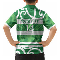 Manawatu Custom Rugby New Zealand Kid Hawaiian Shirt Aotearoa Maori Pukana Tiki Mascot
