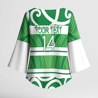 Manawatu Custom Rugby New Zealand Kimono Sleeve Blouse Aotearoa Maori Pukana Tiki Mascot