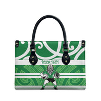 Manawatu Custom Rugby New Zealand Leather Bag Aotearoa Maori Pukana Tiki Mascot