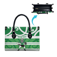 Manawatu Custom Rugby New Zealand Leather Bag Aotearoa Maori Pukana Tiki Mascot