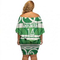 Manawatu Custom Rugby New Zealand Off Shoulder Short Dress Aotearoa Maori Pukana Tiki Mascot
