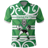 Manawatu Custom Rugby New Zealand Polo Shirt Aotearoa Maori Pukana Tiki Mascot