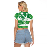 Manawatu Custom Rugby New Zealand Raglan Cropped T Shirt Aotearoa Maori Pukana Tiki Mascot