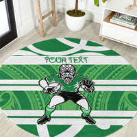 Manawatu Custom Rugby New Zealand Round Carpet Aotearoa Maori Pukana Tiki Mascot