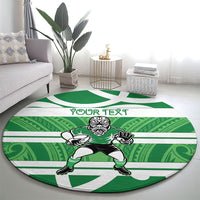 Manawatu Custom Rugby New Zealand Round Carpet Aotearoa Maori Pukana Tiki Mascot