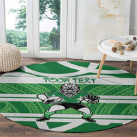 Manawatu Custom Rugby New Zealand Round Carpet Aotearoa Maori Pukana Tiki Mascot