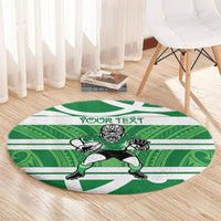 Manawatu Custom Rugby New Zealand Round Carpet Aotearoa Maori Pukana Tiki Mascot