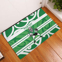 Manawatu Custom Rugby New Zealand Rubber Doormat Aotearoa Maori Pukana Tiki Mascot