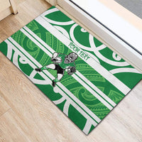 Manawatu Custom Rugby New Zealand Rubber Doormat Aotearoa Maori Pukana Tiki Mascot
