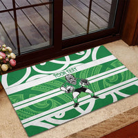 Manawatu Custom Rugby New Zealand Rubber Doormat Aotearoa Maori Pukana Tiki Mascot