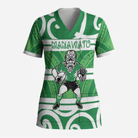 Manawatu Custom Rugby New Zealand Scrub Top Aotearoa Maori Pukana Tiki Mascot