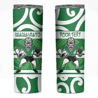 Manawatu Custom Rugby New Zealand Skinny Tumbler Aotearoa Maori Pukana Tiki Mascot