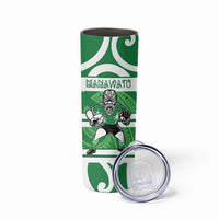 Manawatu Custom Rugby New Zealand Skinny Tumbler Aotearoa Maori Pukana Tiki Mascot